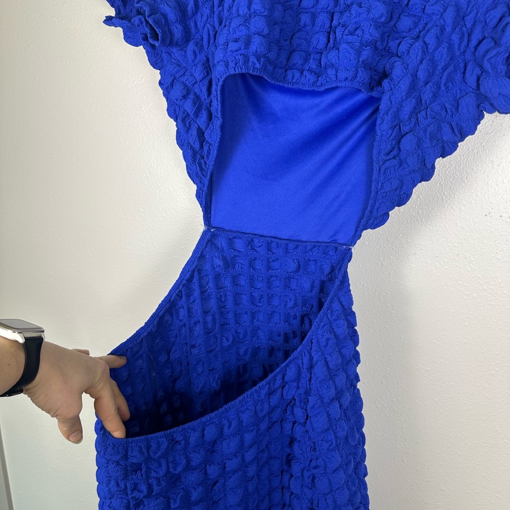 FASHION NOVA Women's Large Vacation Party Blue Hazel Bubble Open Back Maxi Dress - Picture 8 of 8